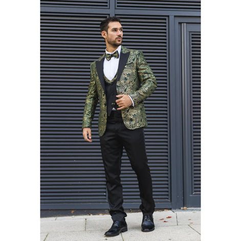 Smart Paisley Wedding Suit — Green