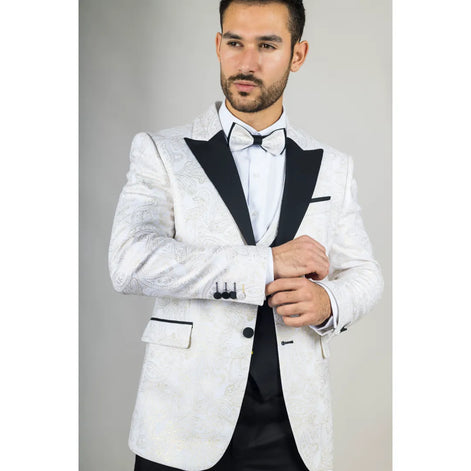 Smart Paisley Wedding Suit — White