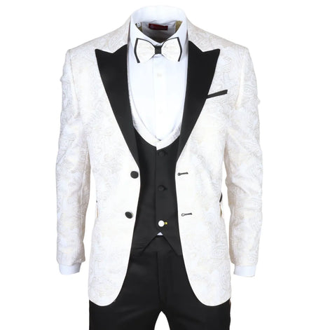 Smart Paisley Wedding Suit — White for men, styled for going out