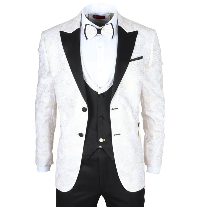 Smart Paisley Wedding Suit — White for men, styled for going out