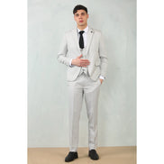 IM200 - Men's Light Grey Tailored Fit Wedding 3 Piece Suit