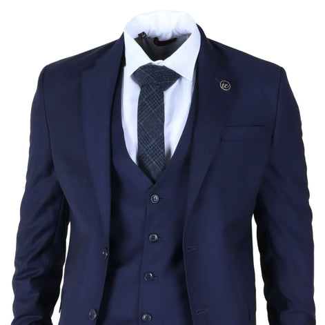IM30 - Men's Navy 3 Piece Stitch Lapel Formal Suit