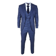 IM31 - Men's Blue 3 Piece Prince of Wales Check Suit