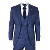 IM31 - Men's Blue 3 Piece Prince of Wales Check Suit