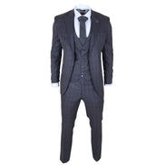 IM31 - Men's Charcoal 3 Piece Prince of Wales Check Suit
