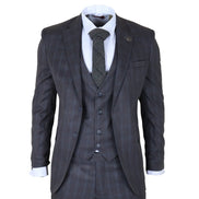 IM31 - Men's Charcoal 3 Piece Prince of Wales Check Suit