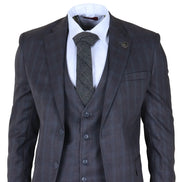 IM31 - Men's Charcoal 3 Piece Prince of Wales Check Suit