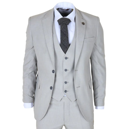 IM31 - Men's Grey 3 Piece Prince of Wales Check Suit