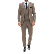 IM33 - Men's 3 Piece Brown Tailored Fit Suit