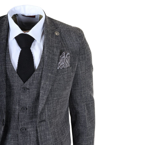 IM33 - Men's Black 3 Piece Tailored Fit Suit