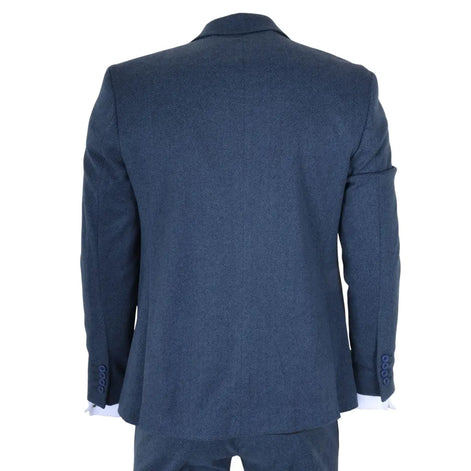 IM40 - Men's Blue 3 Piece Tweed Herringbone Suits