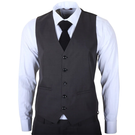 IM51 - Men's Charcoal Check 3 Piece Tailored Fit Suit