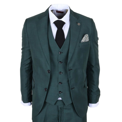 IM52 - Men's Green Check 3 Piece Tailored Fit Suit