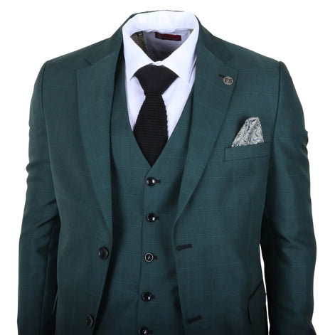 IM52 - Men's Green Check 3 Piece Tailored Fit Suit