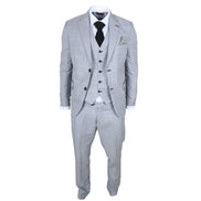 IM53 - Men's Grey Check 3 Piece Tailored Fit Suit
