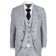 IM53 - Men's Grey Check 3 Piece Tailored Fit Suit