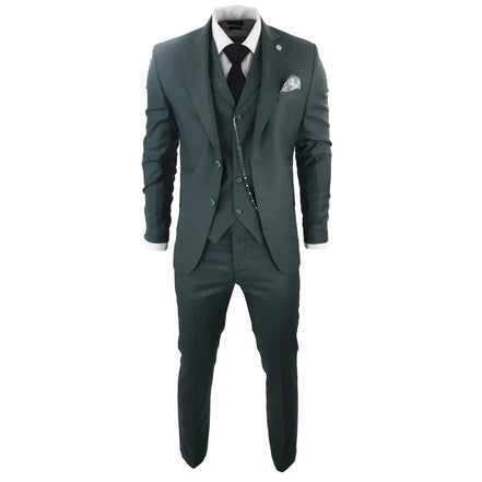 James - Men's 3 Piece Green Suit