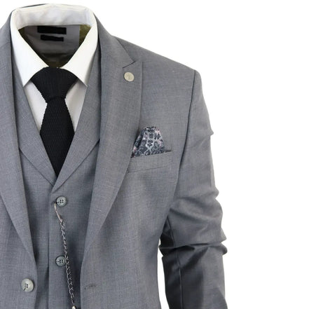 James - Men's 3 Piece Grey Classic Suit