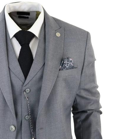 James - Men's 3 Piece Grey Classic Suit