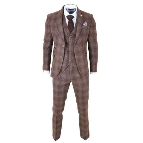 Classic Tweed Check Suit — Brown