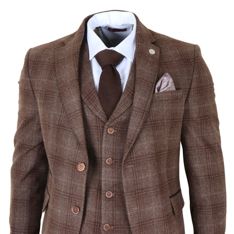 Classic Tweed Check Suit — Brown