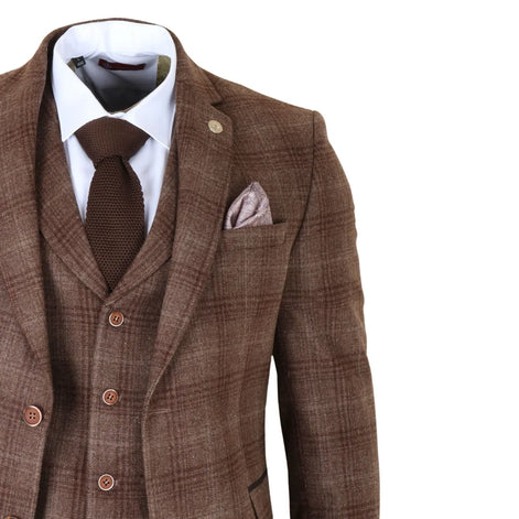 Classic Tweed Check Suit — Brown