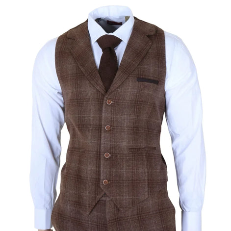 Classic Tweed Check Suit — Brown