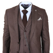 TP-50 - Men's Brown 3 Piece Prince of Wales Check Suit