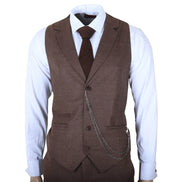 TP-50 - Men's Brown 3 Piece Prince of Wales Check Suit