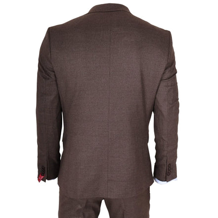 TP-50 - Men's Brown 3 Piece Prince of Wales Check Suit