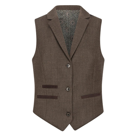 Classic Herringbone Tweed Suit — Brown