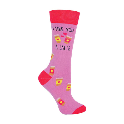 1 Pack Ladies Novelty Cotton I Like You a Latte' Socks