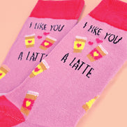 1 Pack Ladies Novelty Cotton I Like You a Latte' Socks