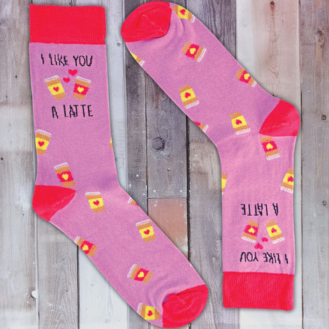 1 Pack Ladies Novelty Cotton I Like You a Latte' Socks