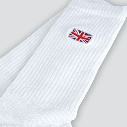 1 Pack Men's Novelty Union Jack Motif White Socks
