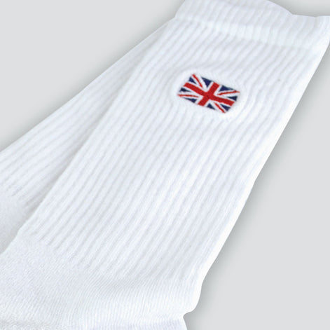 1 Pack Men's Novelty Union Jack Motif White Socks