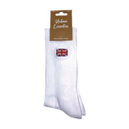 1 Pack Men's Novelty Union Jack Motif White Socks