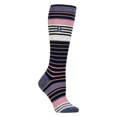 Ladies Ultra Lite Thin Thermal Winter Ski Socks with Stripes