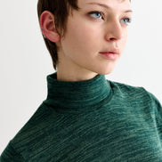Vista Sustainable Marl Short Sleeve Polo Neck Top - Green