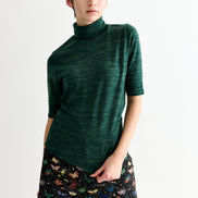 Vista Sustainable Marl Short Sleeve Polo Neck Top - Green