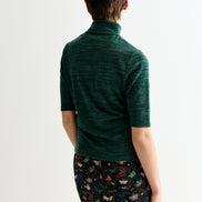 Vista Sustainable Marl Short Sleeve Polo Neck Top - Green