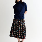 Vista Sustainable Marl Short Sleeve Polo Neck Top - Navy