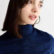 Vista Sustainable Marl Short Sleeve Polo Neck Top - Navy
