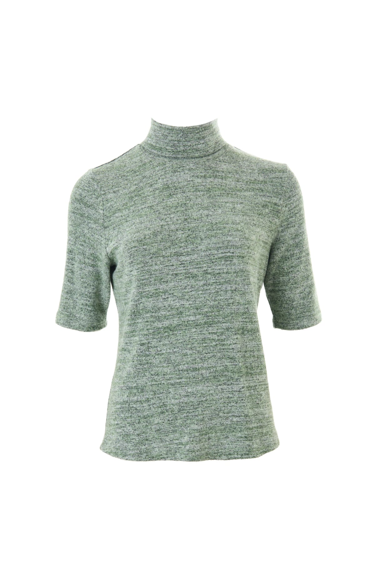 Vista Soft Marl Polo Neck Short Sleeve Top - Green