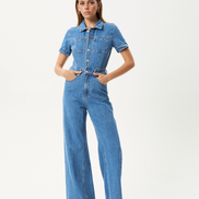 Afends Miami- Denim Flared Jumpsuit