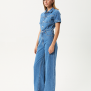 Afends Miami- Denim Flared Jumpsuit