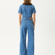 Afends Miami- Denim Flared Jumpsuit