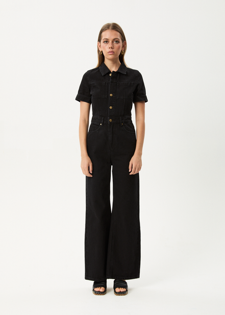 Afends Miami- Denim Flared Jumpsuit