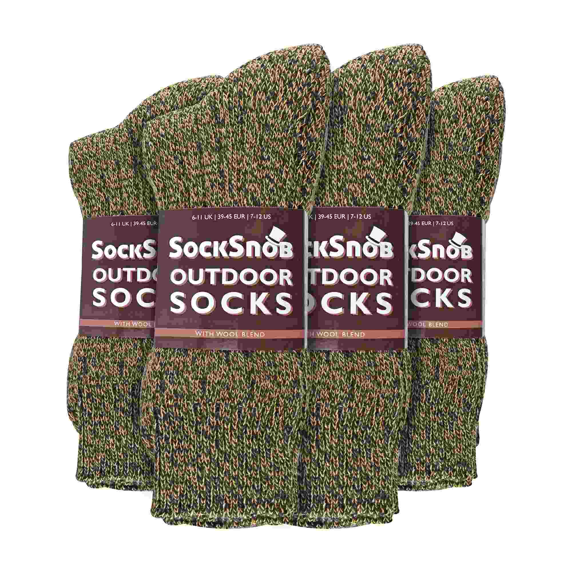 Mens Winter Warm Wool Blend Hiking Socks for Boots (Multipack Options)