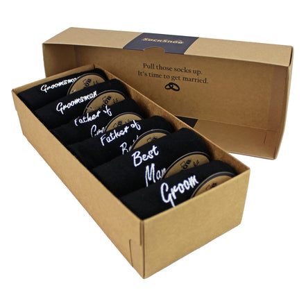 6 Pairs Mens Wedding Socks in Black and Navy with a Giftbox